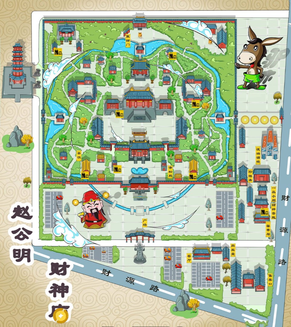 乐山寺庙类手绘地图